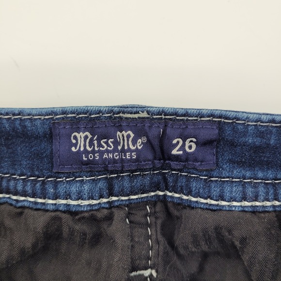 Miss Me Skinny Jeans Womens 26 Blue Mid Rise Embroidered Paisley E3520S6R - Picture 2 of 8